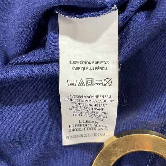L.L.Bean supina cotton blue 3/4 sleeve tee shirt - Picture 2 of 7